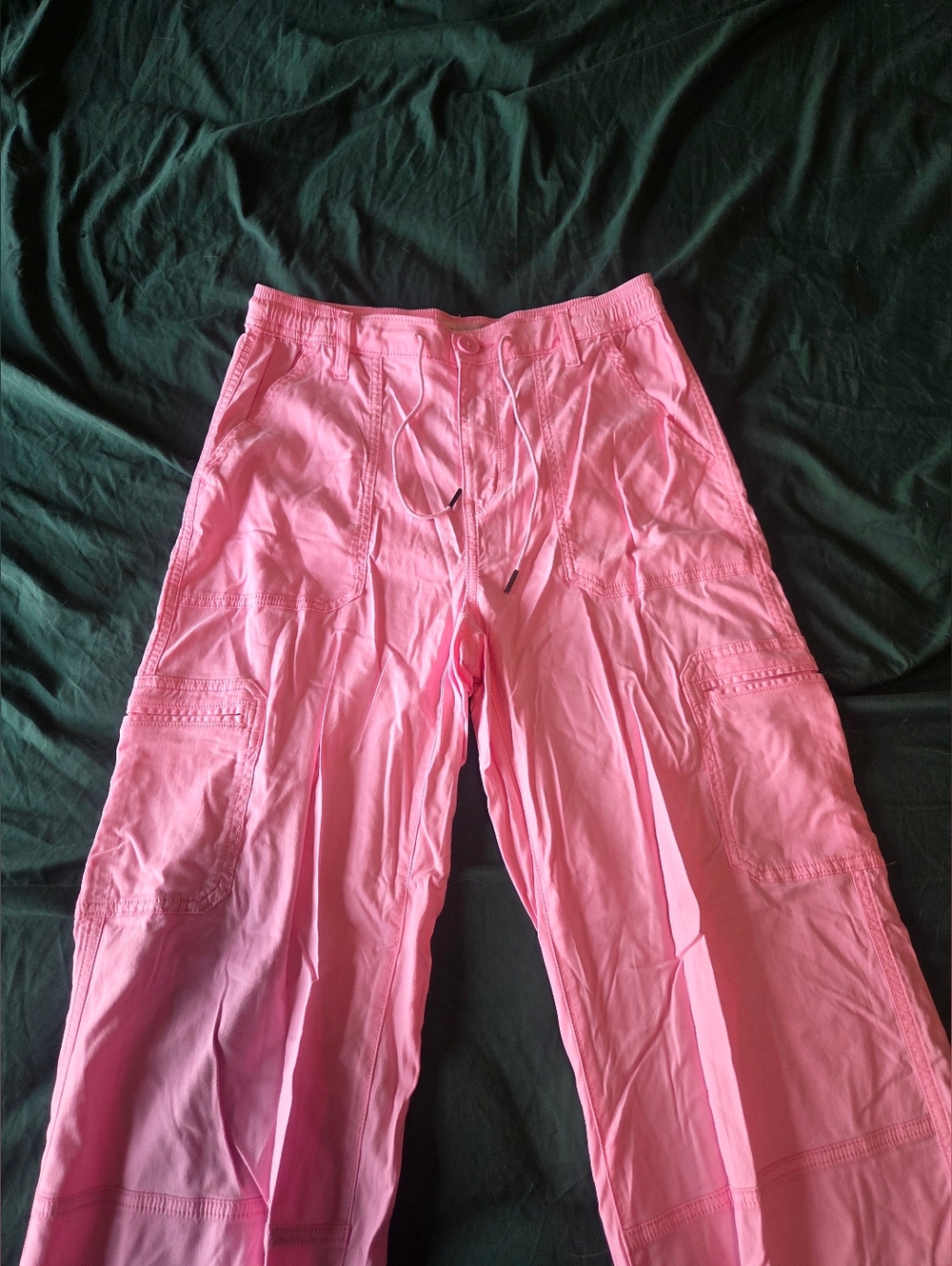 Women's Pink Cargo Drawstring Waist Pants